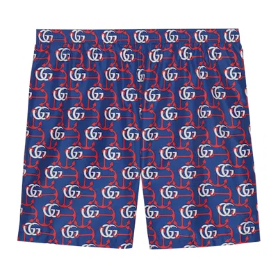 Pre-owned Gucci Gg Anchor Print Swim Shorts 'blue' | Men's Size 46