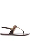 Gucci Gg Fabric Thong Sandals In Beige