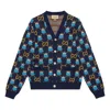 Gucci Gg Animal Cotton Wool Jacquard Cardigan 'blue'