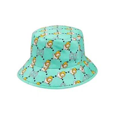 Pre-owned Gucci Gg Animal Print Bucket Hat 'light Blue' | Women's Size M