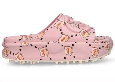 Pre-owned Gucci Gg Animal Print Rubber Slide (women's) Sneakers In Pink