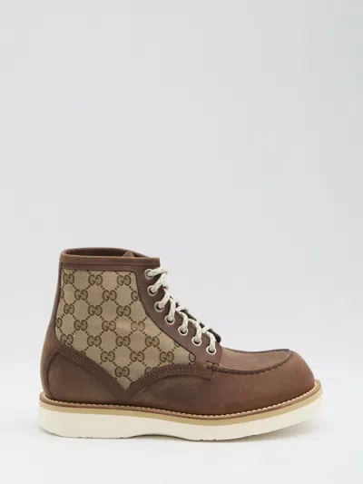 Gucci Bos Taurus Lace-up Boots In Brown
