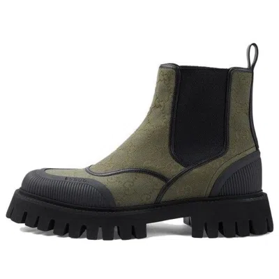 Gucci Gg Ankle Boots 'black Olive' In Multi