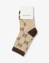 Gucci Gg Ankle-length Cotton-blend Socks In Tan