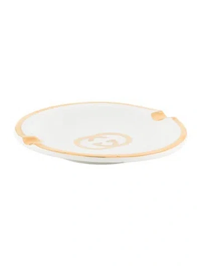 Pre-owned Gucci Gg Ashtray In Metallic/white