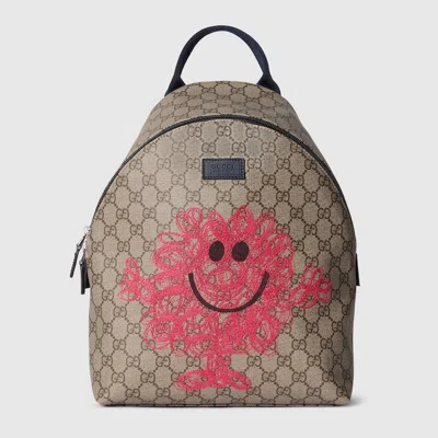Gucci Kids' Gg Backpack With Prints In Sand