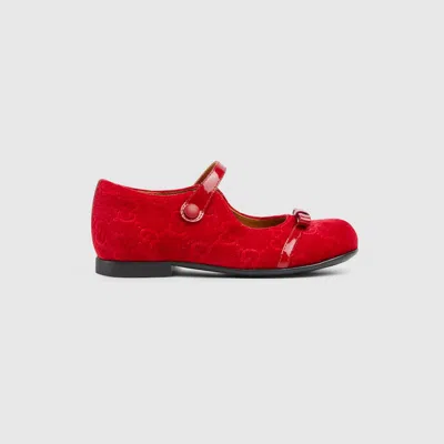 Gucci Babies' Gg Ballet Flat With Bow In Red