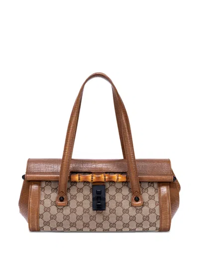 Pre-owned Gucci Gg Bamboo Bullet Tote Bag In Brown