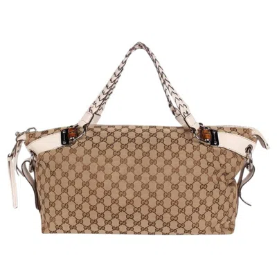 Pre-owned Gucci Gg Bamboo Leather Satchel Bag In Brown