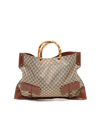 Gucci Gg Bamboo Tote Bag In Brown