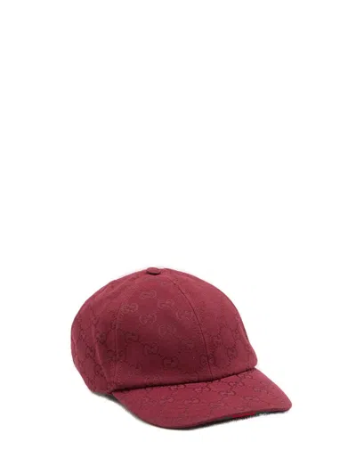 Gucci Allover Gg Cotton Baseball Cap In Red