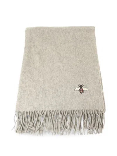 Pre-owned Gucci Gg Bee Scarf In Gray
