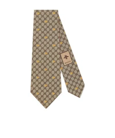 Gucci Gg Bees Tie In Nude
