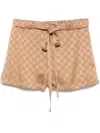 Gucci Satin Shorts Gg Bermuda And Short Brown In Beige