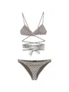 Gucci Gg Logo Triangle Bikini Set Adjustable In Gray