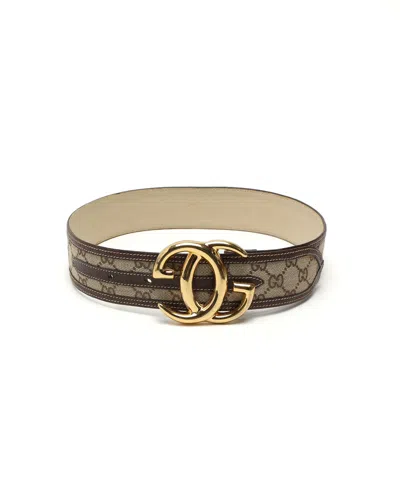 Pre-owned Gucci Gg Belt, Size 70 In Beige