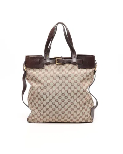 Gucci Gg Belt Tote Bag In Brown