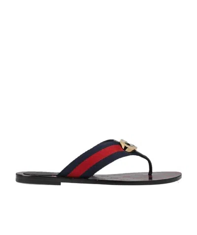 Gucci Gg Belt Web Sandals In Black