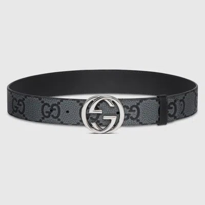 Gucci Gg Belt With Interlocking G Buckle In Black