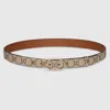 Gucci Gg Belt With Oval Buckle In Beige