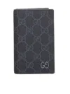 Gucci Black Card Holder With All-over Gg Motif And Logo On The Front In Fabric Man In Black
