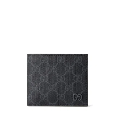 Gucci Gg Bi-fold Wallet With Grey Interior In Black