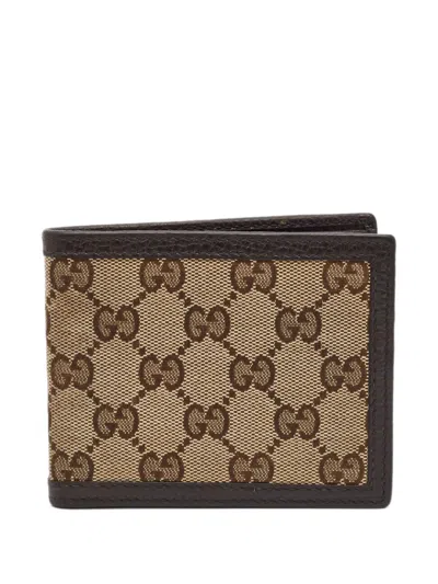 Pre-owned Gucci Gg Bifold Wallet In Brown