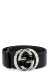 Gucci Gg Black Leather Belt In Black