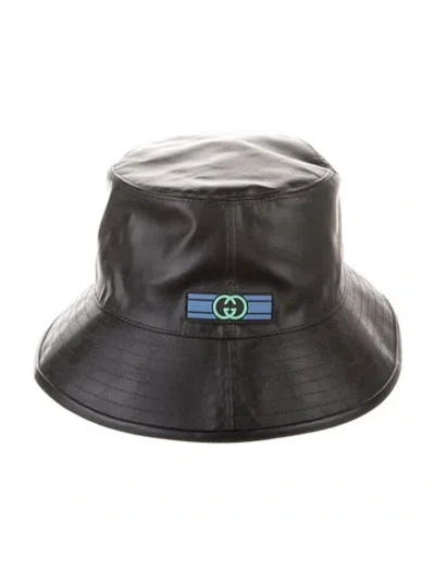 Pre-owned Gucci Gg Black Monogram Bucket Hat