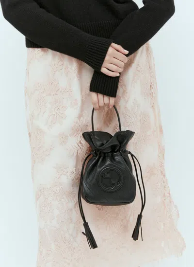 Gucci Blondie Mini Leather Bucket Bag In Black