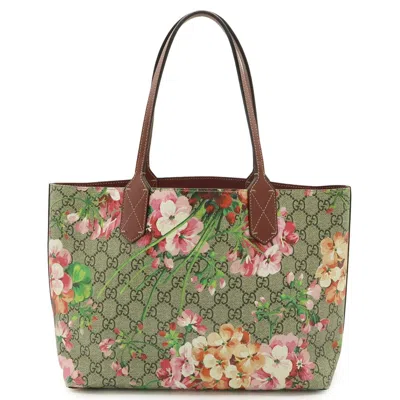 Pre-owned Gucci Gg Blooms Beige Multi-color Wine Gg Supreme Pvc Leather Tote Bag ()