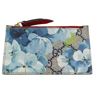 Pre-owned Gucci Gg Blooms Blue Red Color Gg Supreme Coin Purse/coin Case () In Multi