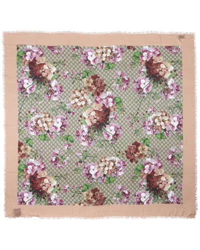 Gucci Gg Blooms Silk Scarf (authentic Pre-loved) In Brown