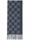 Gucci Gg Blue Cashmere Scarf In Blue