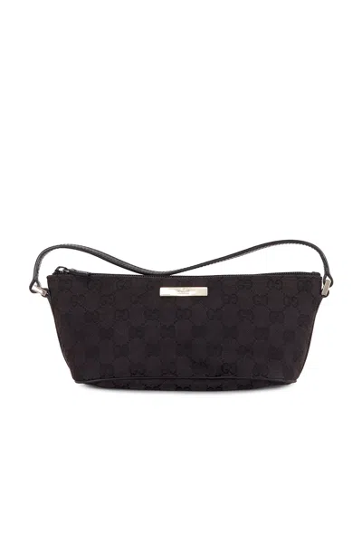 Pre-owned Gucci Gg Boat Pochette Shoulder Bag In Black