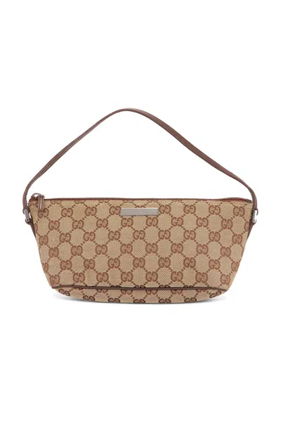 Pre-owned Gucci Gg Boat Pochette Shoulder Bag In Brown