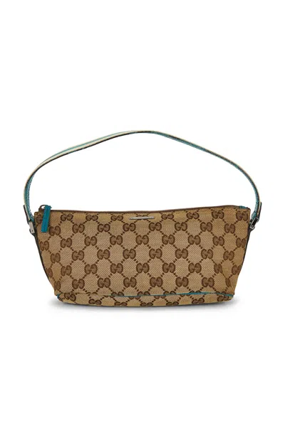 Pre-owned Gucci Gg Boat Pochette Shoulder Bag In Brown