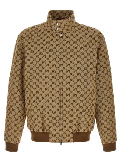 Gucci Gg Bomber Jacket In Beige