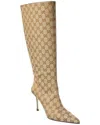 Gucci Knee Length Stiletto Heel Pointed Toe Boots In Neutral