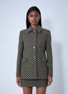Gucci Green/white Jacket In Gg Bouclã&copy; Cotton Women In Green