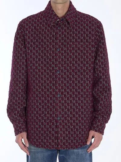 Gucci Burgundy Bouclã© Padded Shirt In Red