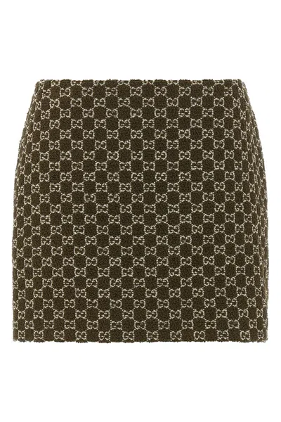 Gucci Gg Bouclé Skirt In Green