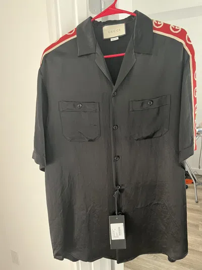 Pre-owned Gucci Gg Bowling Shirt In Black