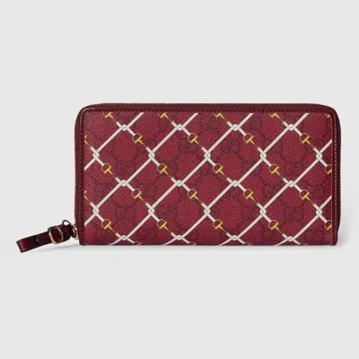 Gucci Printed Gg Zip Around Wallet In Burgundy