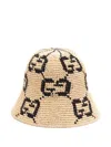 Gucci Gg Straw Cloche Hat In Neutrals