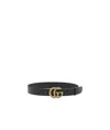 Gucci Gg Marmont Leather Belt With Shiny Buckle In Black