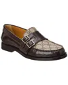 GUCCI GUCCI GG BUCKLE GG SUPREME CANVAS & LEATHER LOAFER