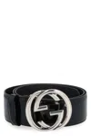 Gucci Gg Black Leather Belt In Black