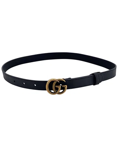 Gucci Gg Buckle Leather Belt (authentic Pre-loved) In Black