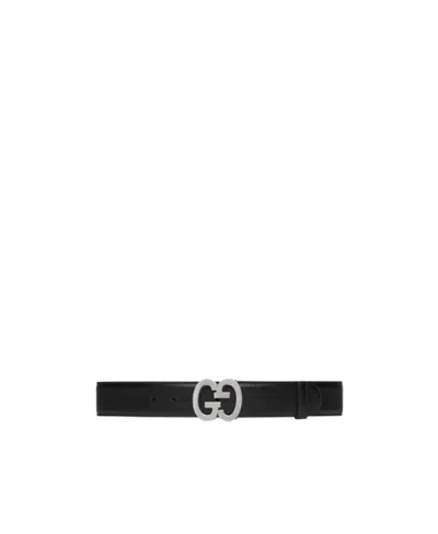 Gucci Gg Buckle Leather Belt In Black